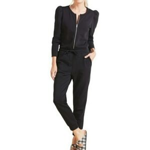Chaser Women's Black Puff Sleeve Zip Up Jumpsuit Size Small